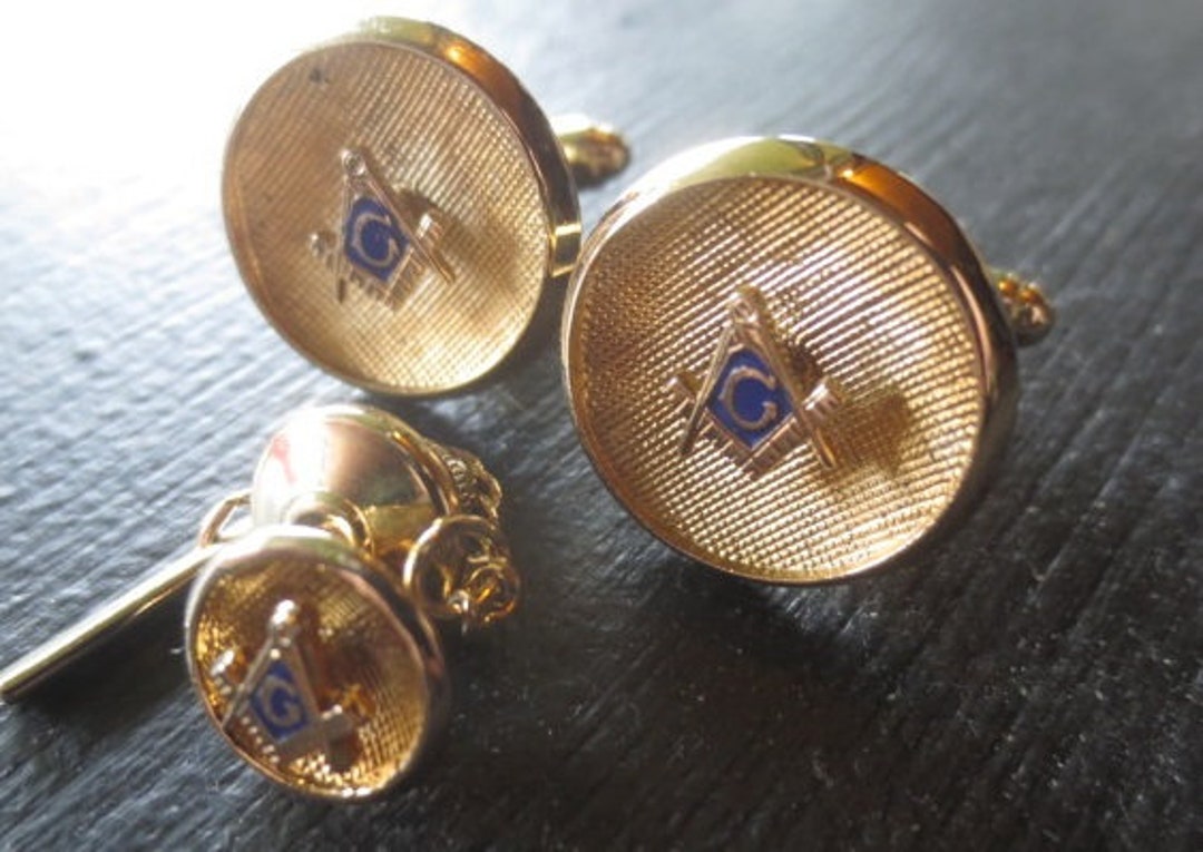 masonic tie clip and cufflinks
