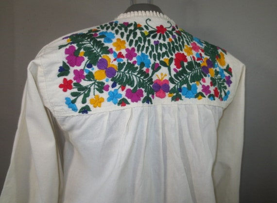 Vintage Mexican Shirt, Hand Embroidery, Mexican F… - image 4