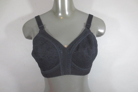 PLATEX 18 Hour Bra, Black Bra With Lace, Back Fasteners