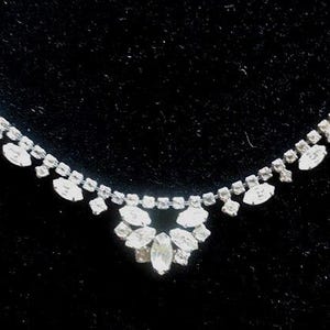 1950's Rhinestone Choker Necklace, Very Good Condition, Hook Closure...maximum, 15" long image 3