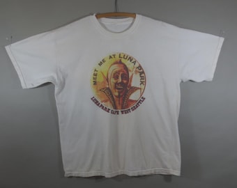 Vintage 1980's LUNA PARK CAFE T Shirt, West Seattle, Washington, "Meet Me At Luna Park", White T shirt w Screen Print, Labels Removed, xL