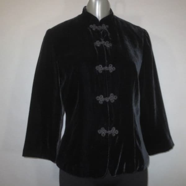 Veste De Fille Talbots, Velours Noir, Col Mandarin, Doublure Rouge – Taille 5 (occasion)