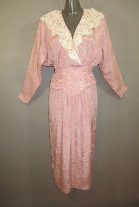 Vintage 1980's NINA PICCALINO, Dress, Pink With W… - image 1
