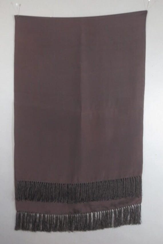 Vintage 1940's Men's Neck Scarf, Solid Brown with… - image 1