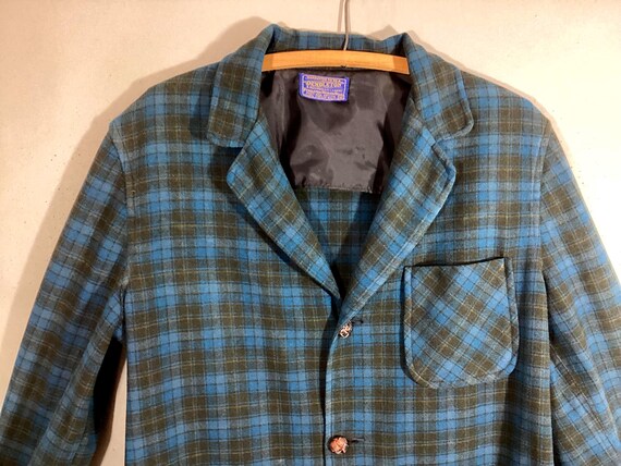 Vintage 1960's PENDLETON Jacket, Three Leather Bu… - image 2