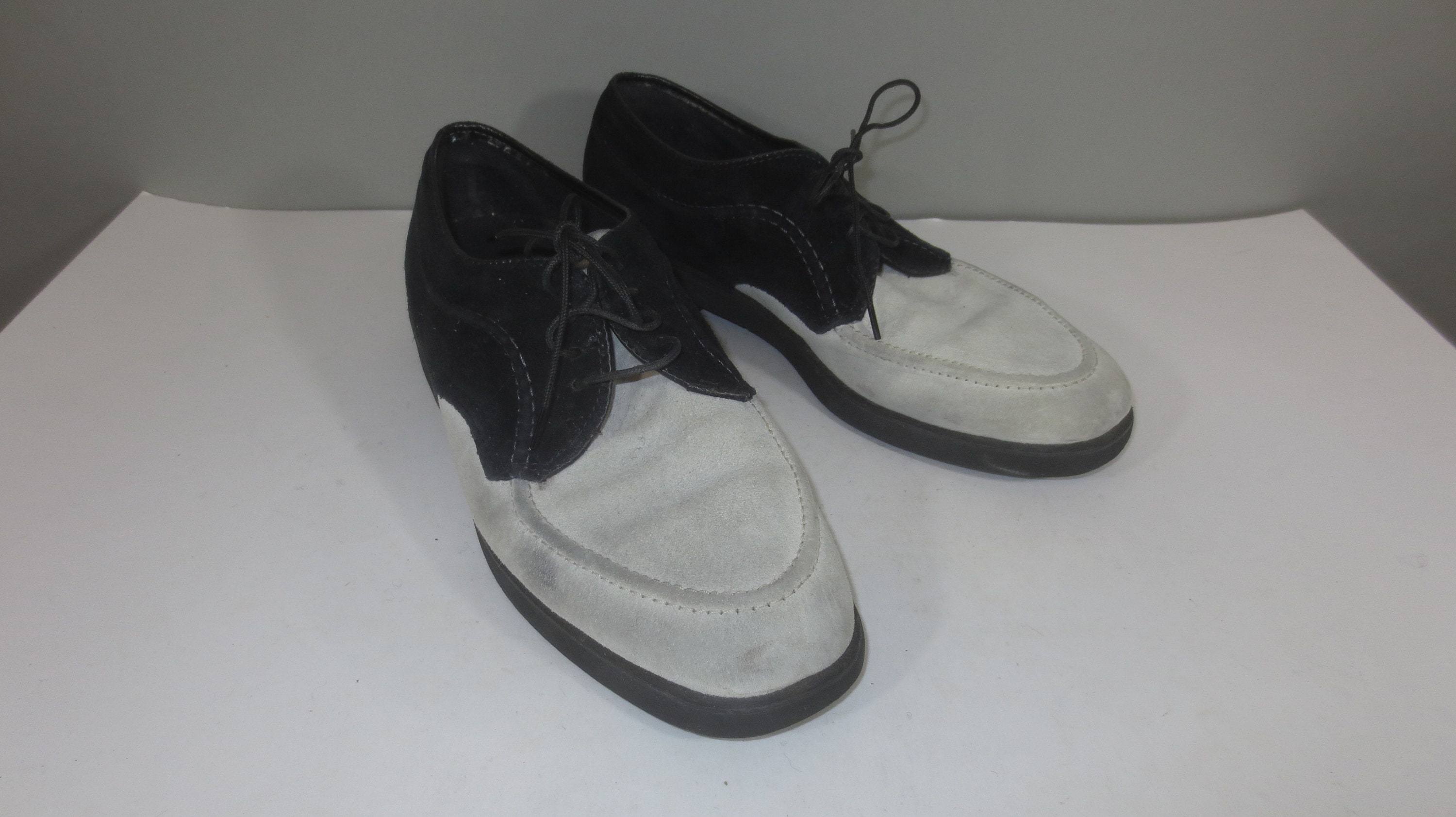 Black and white hush puppy shoes best sale