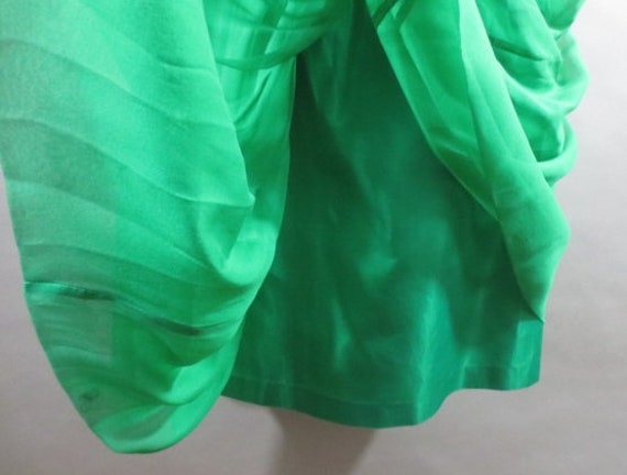 Vintage 1960's Prom Dress, Green Brocade with Chi… - image 7