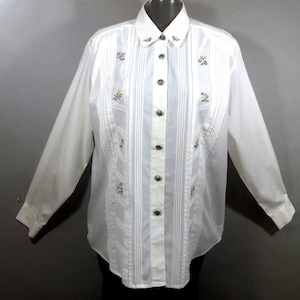 Pintuck Long Sleeve White Blouse - Etsy