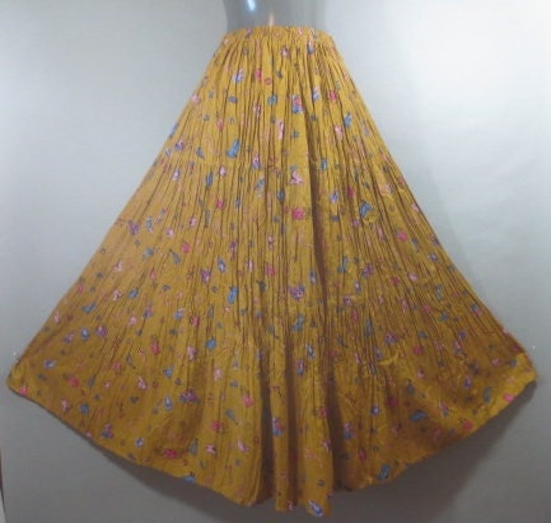 Western Broomstick Maxi Cowgirl Skirt Gold W/ Western Images Etsy