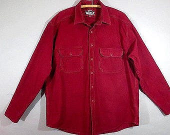 Flannel Shirt, WOOLRICH Flannel Shirt, Chamois Shirt, Burgundy, Good Condition, Front flap pockets, Long Sleeved