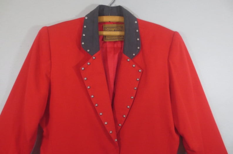 Western Jacket, SADDLE RIDGE, Vintage Collection, Silver Metal Studs and Button, Rayon Wool Blend, Med. image 2