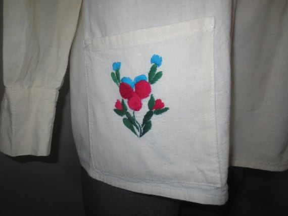 Vintage Mexican Shirt, Hand Embroidery, Mexican F… - image 3