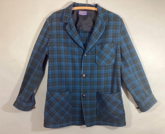 Vintage 1960's PENDLETON Jacket, Three Leather Bu… - image 1
