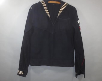 Viet Nam Era Navy Jumper, Wool Flannel Navy Blouse, Crackerjack Jumper, USS Kitty Hawk, Boilerman,Wool Navy Uniform Top, 4 Year, 38L