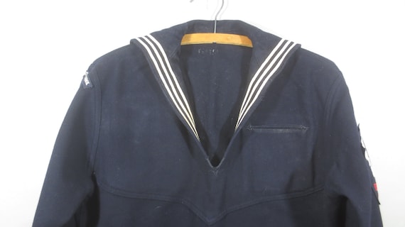 Vintage Viet Nam Era Navy Jumper, Wool Flannel Na… - image 2