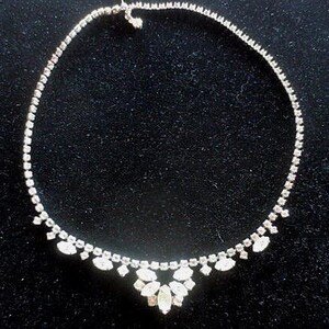 1950's Rhinestone Choker Necklace, Very Good Condition, Hook Closure...maximum, 15" long image 6
