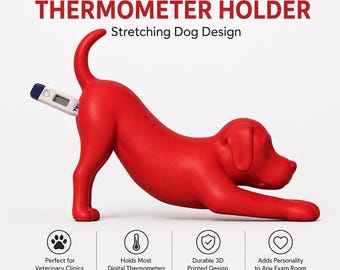 Veterinary Thermometer Holder | Stretching Animal Desk Organizer | Vet Clinic Decor | Custom 3D Printed
