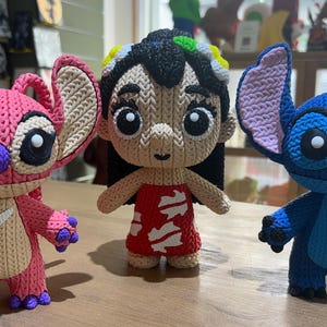 Lilo and Stitch Figures, Crochet Style, 3D Printed