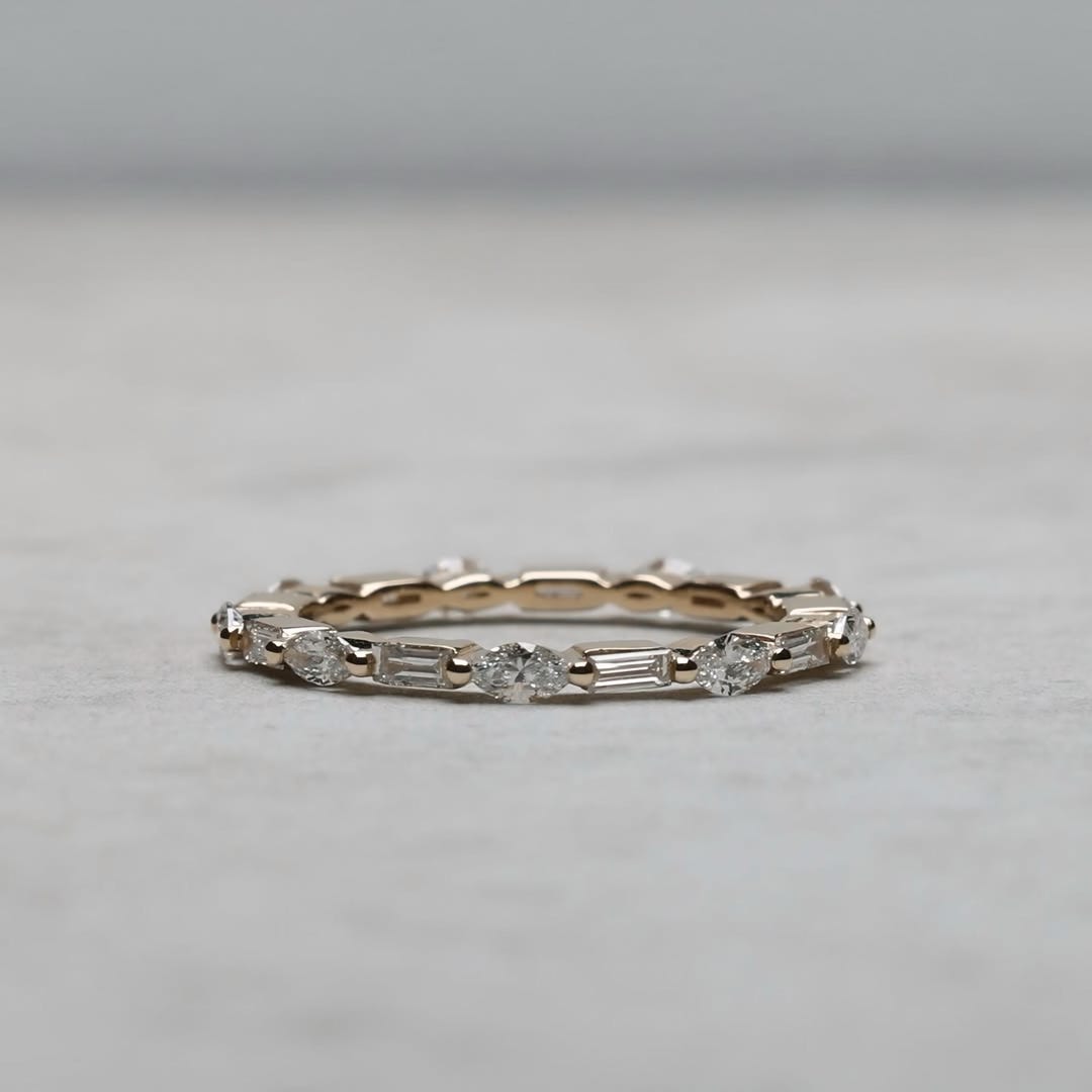 Alternating Diamond Eternity Band, Baguette and Marquise Cut Lab Grown ...
