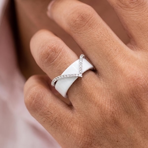 Oura Ring Cover, Lab Grown Diamond Smart Ring Jacket, 14K Gold Round Diamond Chevron Ring For Smart Ring Adornment, Affordable Gifts For Her