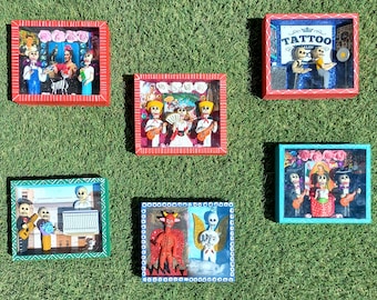 Shadowbox Art folklorique mexicain shadowbox 5 pouces
