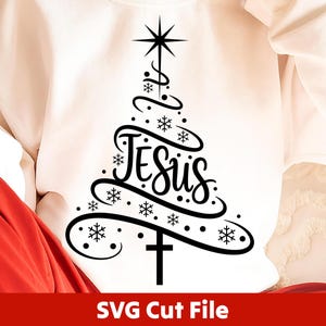 Jesus Christmas Tree SVG Cut File for Cricut | Transparent PNG No Background | 300dpi JPEG | Christian Holiday Cutting Machine Design
