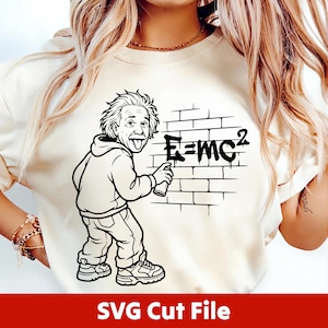 Einstein E=MC Squared SVG_Cut File | Layered Cricut Design | Funny Science Art Transparent_PNG JPG DXF | STEM_Shirt & Decal Download