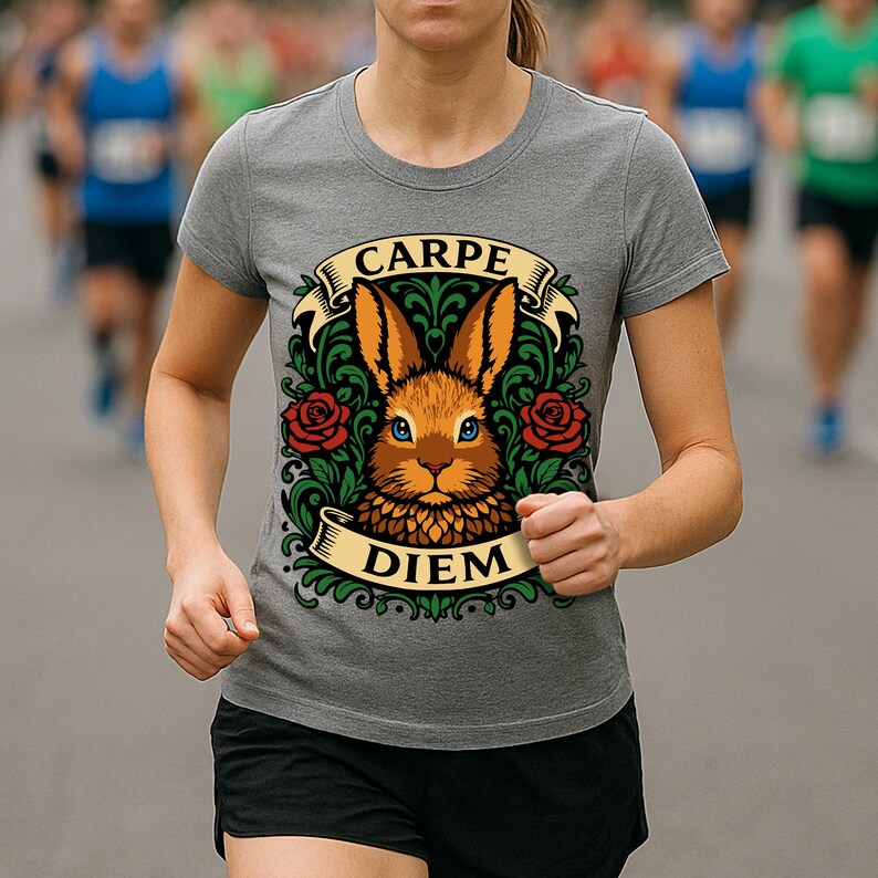 Carpe Diem Rabbit SVG_Cricut Cut File | Inspirational Vintage Bunny Art | Limited Color DXF High Res Transparent PNG JPEG Digital Download image 10
