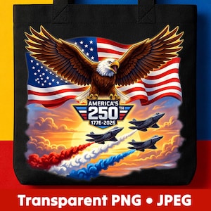 Estados Unidos 250 aniversario 1776-2026 Alas estilo "Top Gun" / PNG JPEG transparente / Águila patriótica / Avión de combate / Aniversario del 4 de julio Día de la Independencia
