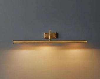 Raw Brass Picture Light: Mid-Century Modern Wall Sconce (24") Italian wall fixture