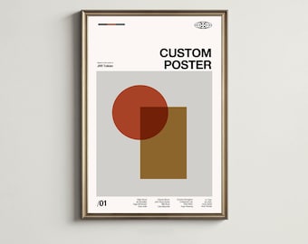CUSTOM Movie Poster, Mid-Century Modern Art, Minimalist Print, Wall Art, Gifts for him