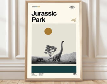 Dinosaur Movie Poster, Sci-fi Wall Art, Mid-Century Modern Art, Gift for him