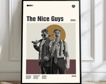 The Nice Guys-filmposter, moderne kunst uit het midden van de eeuw, minimalistische filmafdruk