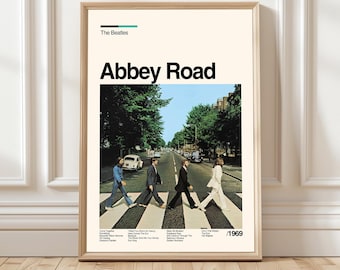 The Beatles Abbey Road Poster Mid-Century Modern Art, Minimalist Poster