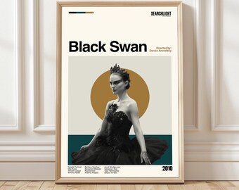 Affiche du cygne noir, art moderne Mid-Century, affiche de film minimaliste