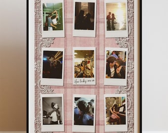 Editable Polaroid Photo Collage Template Canva | Personalized Couple Gift | Printable Anniversary Wall Art