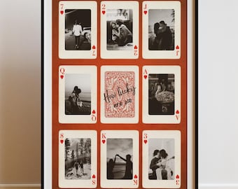 Printable Personalized Playing Card Photo Collage | Custom Card Wall Art | Anniversary, Valentine’s Day, Birthday Gift | Couple Frame Decor