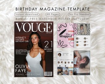 Birthday Magazine Template for Best Friend | Editable Canva Gift | Personalized Girl Birthday Scrapbook | Aesthetic Keepsake