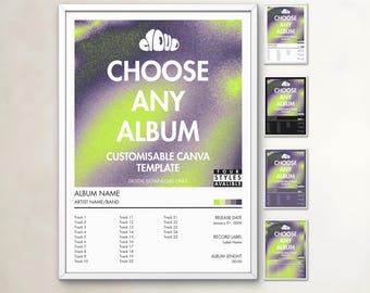 Album Poster Template | Editable Canva Template | Tracklist Poster | Music Wall Art | Home Decor | Personal Album Gift | Digital Download