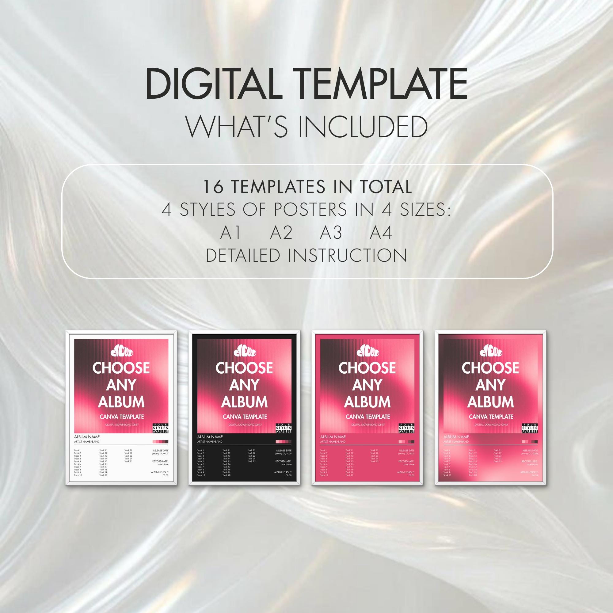 Album Poster Template | Editable Canva Template | Music Wall Art | Home ...