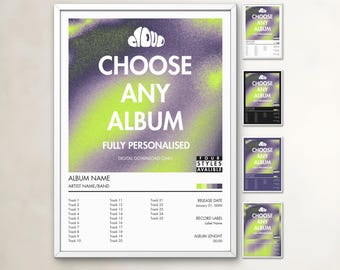 Personalized Album Poster | Choose Your Own Album | Tracklist Poster | Music Wall Art | Home Decor | Personal Album Gift | Digital Download