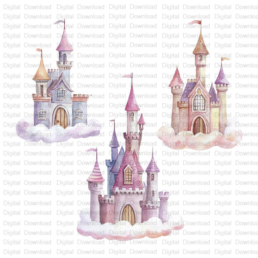 Watercolor Princess Castle Clipart Set (digital Download) - Etsy