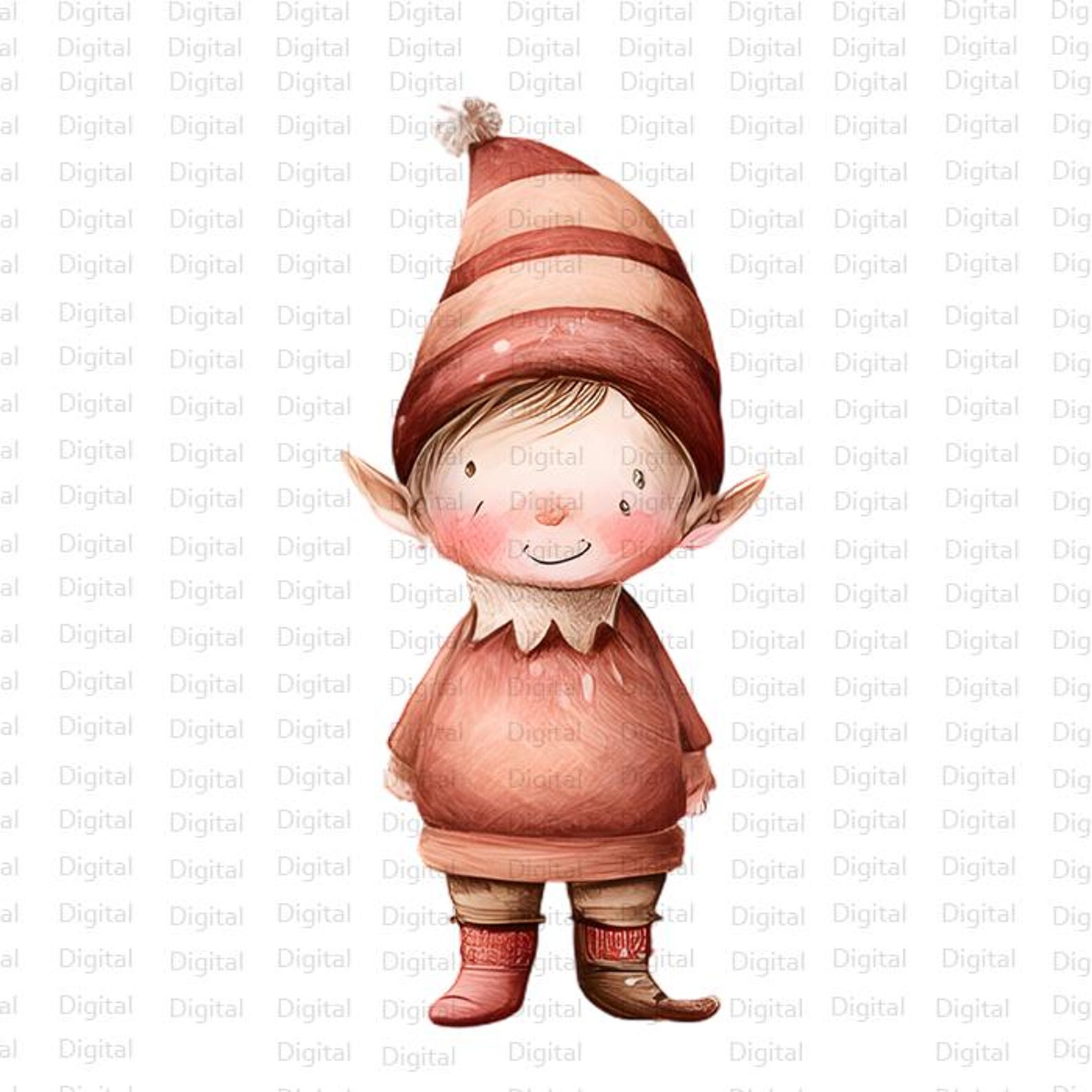 Christmas Elf Watercolor Clipart: PNG Bundle (digital Download) - Etsy