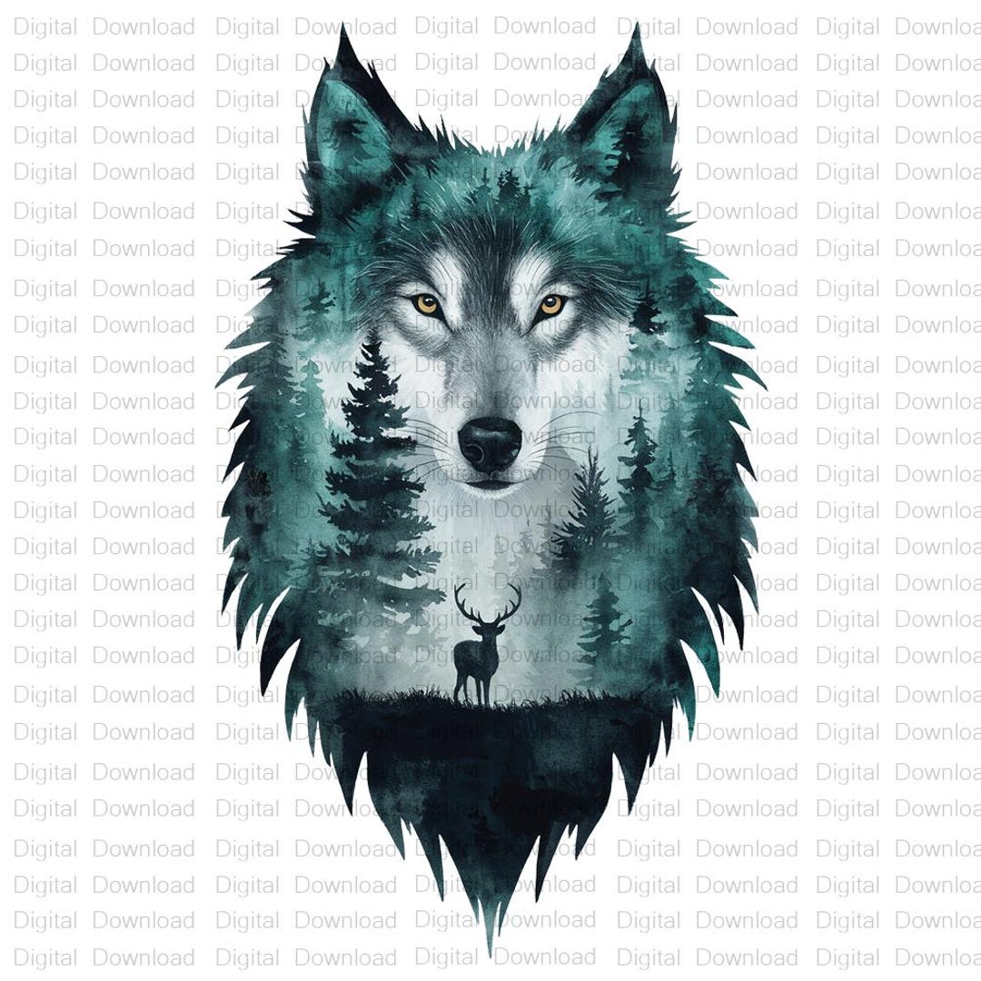 Wolf in Forest Watercolor Clipart Bundle (digital PNG Files) - Etsy
