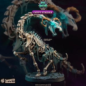 Undead Beast Miniature - Crypt Strider Skeletal Horror for DnD - Free Base Included