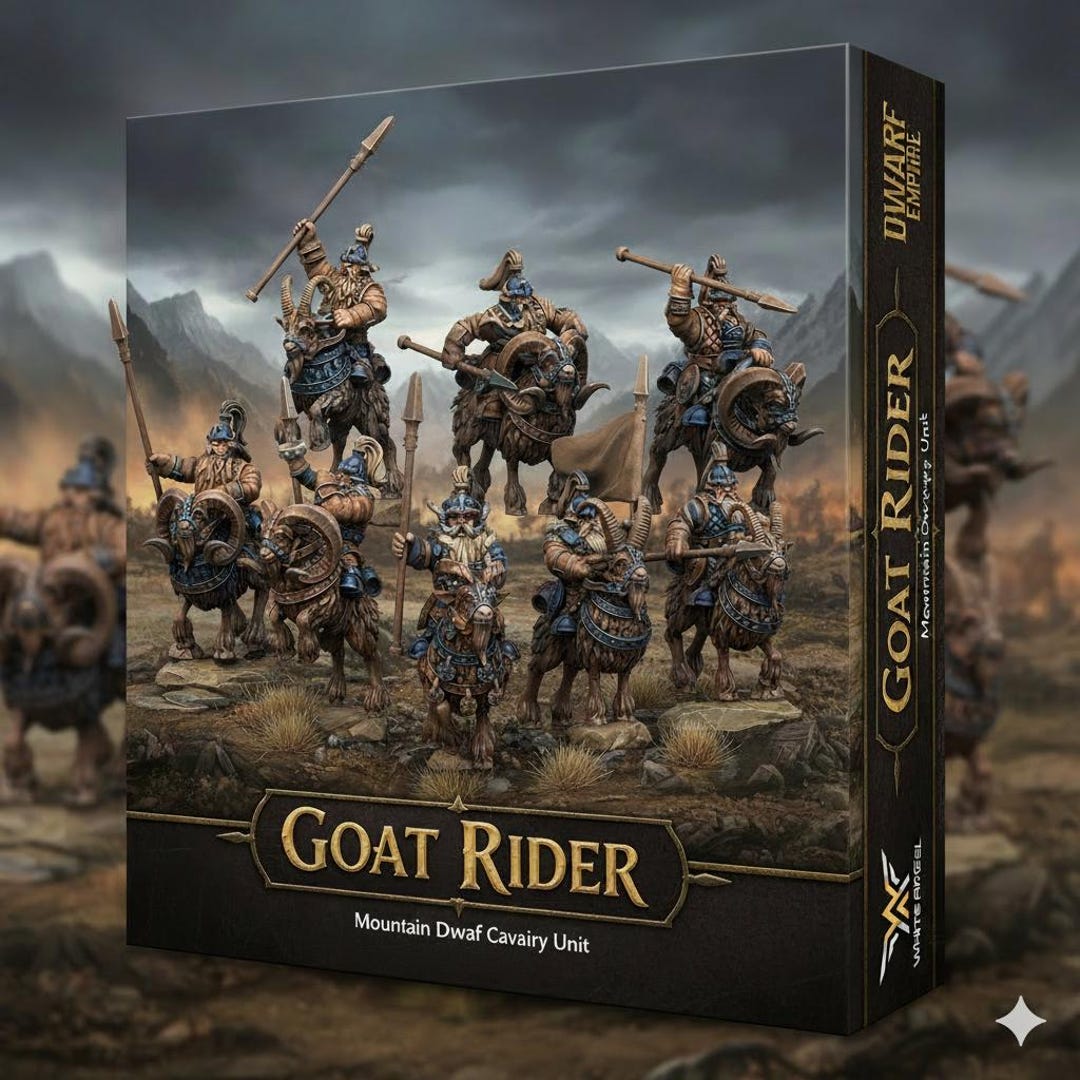 Dnd Riding Goat Dwarf Cavalry Miniature - Goat Rider - Free Base Included - Fantasy RPG ...