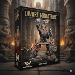 Dwarf Miniature - Dwarf Party - Free Base Included - Fantasy RPG Figure  - ABS Resin - High-Quality 3D Printing - 28mm-32mm