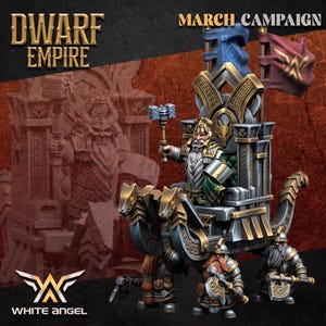 Dwarf Miniature - Dwarf Emperor - Free Base Included - Fantasy RPG Figure - ABS Resin - High-Quality 3D Printing - 28mm-32mm