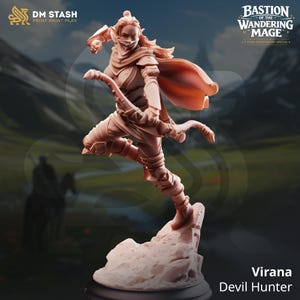 Female Elf Ranger Miniature - Virana Devil Hunter - DM Stash - Bastion of the Wandering Mage - Free Base Included - ABS Resin 28mm-32mm
