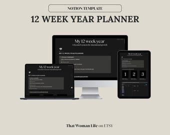 12-Week Planner Notion planner | Quarterly Planner & 90 Day Goal System  | Minimalist and Clean